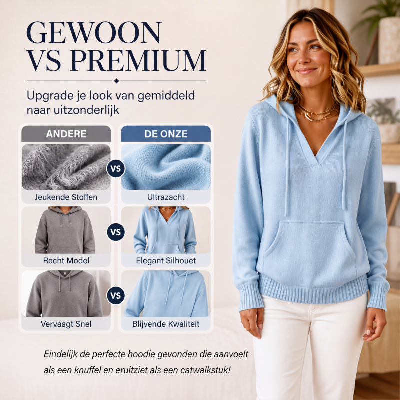 ⭐ Klantfavoriet💙 V-Hals Hoodie Dames – Zachte Knit & Comfort