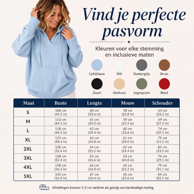 ⭐ Klantfavoriet💙 V-Hals Hoodie Dames – Zachte Knit & Comfort