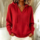⭐ Klantfavoriet💙 V-Hals Hoodie Dames – Zachte Knit & Comfort