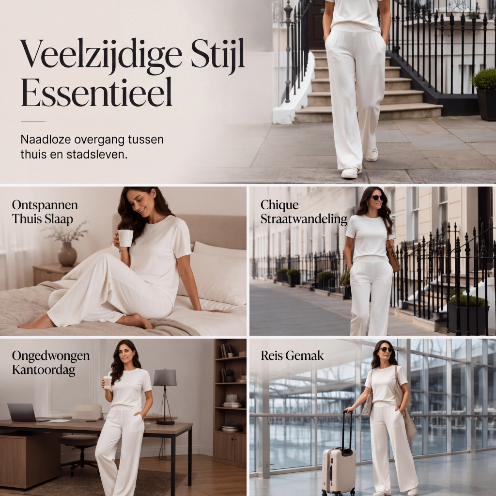 2-delige set voor dames: top en wide-leg broek