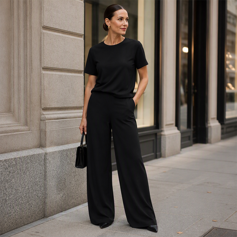 2-delige set voor dames: top en wide-leg broek