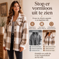 Geruit damesjack met knoopsluiting, comfortabel en warm