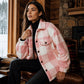 Geruit damesjack met knoopsluiting, comfortabel en warm
