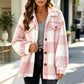 Geruit damesjack met knoopsluiting, comfortabel en warm