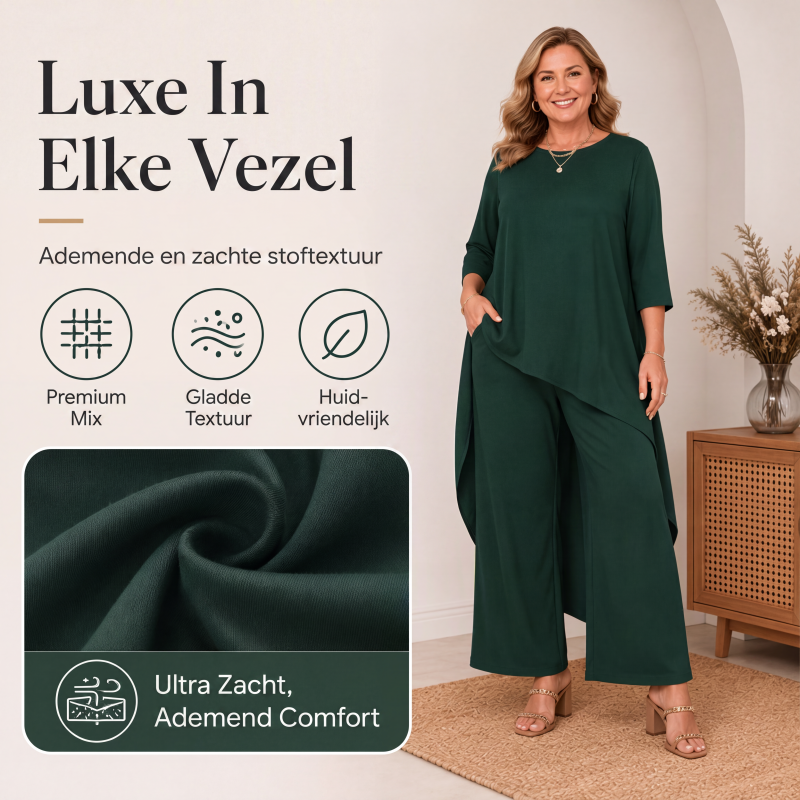 👗Chique asymmetrische top en wijde pijpen broekenset voor dames