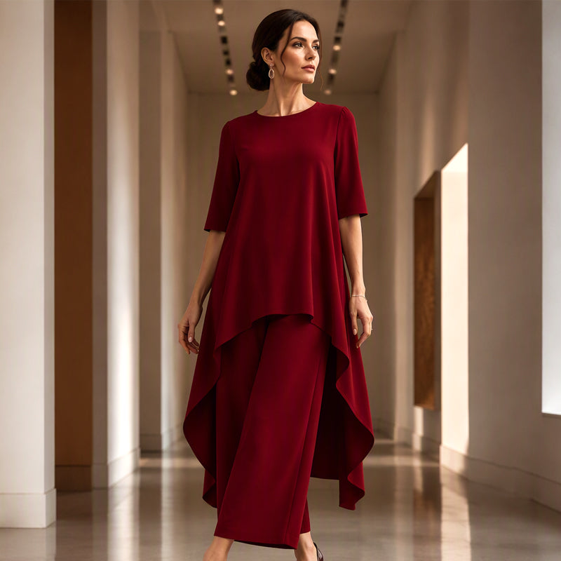 👗Chique asymmetrische top en wijde pijpen broekenset voor dames