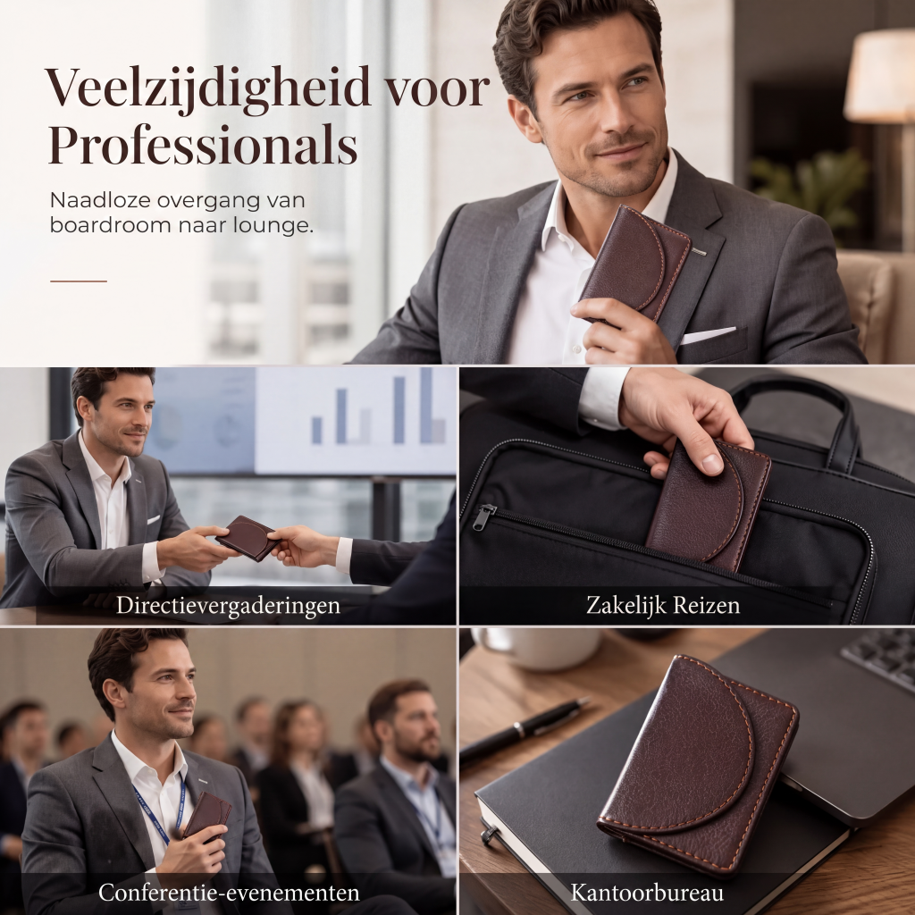 💸Slanke visitekaartjeshouder van PU-leer voor zakelijk gebruik