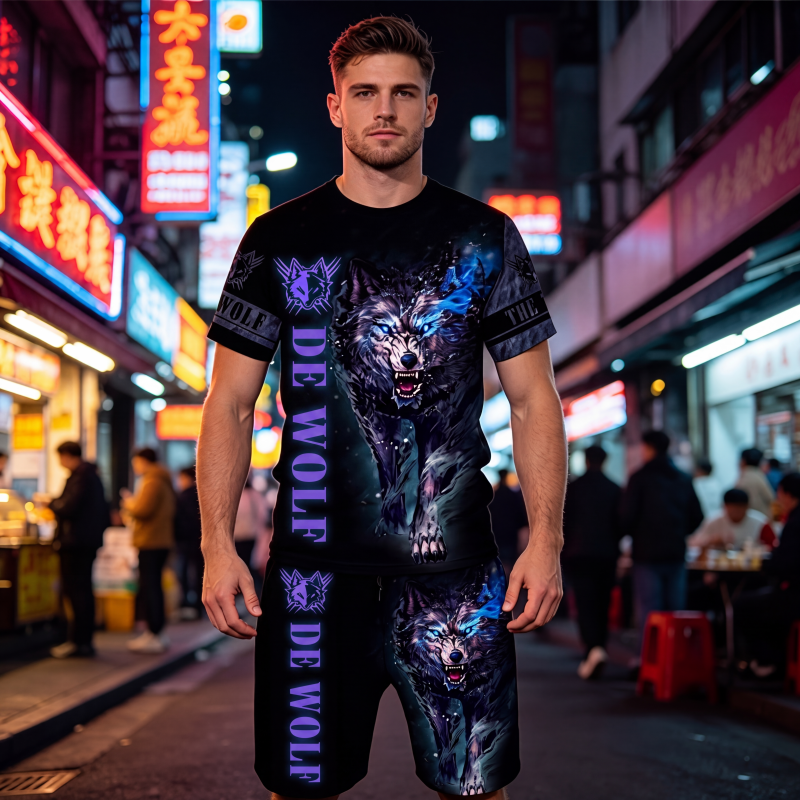 🔥 Nieuw & Trendy 👕 Heren T-shirt & Short Set met Dierenprint – Casual stijl, comfortabel en opvallend design ✨