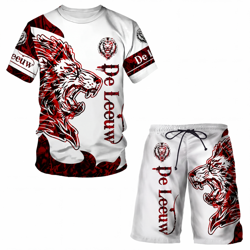 🔥 Nieuw & Trendy 👕 Heren T-shirt & Short Set met Dierenprint – Casual stijl, comfortabel en opvallend design ✨
