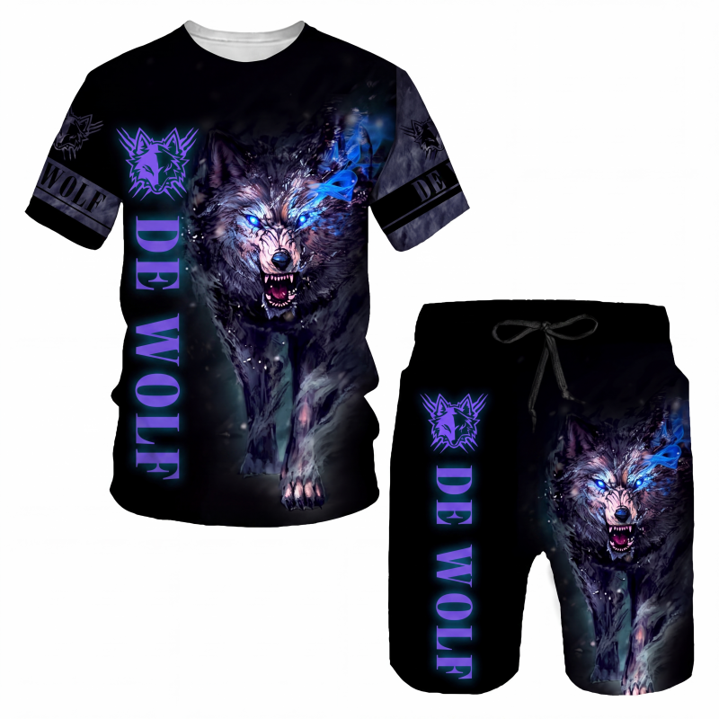 🔥 Nieuw & Trendy 👕 Heren T-shirt & Short Set met Dierenprint – Casual stijl, comfortabel en opvallend design ✨