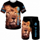 🔥 Nieuw & Trendy 👕 Heren T-shirt & Short Set met Dierenprint – Casual stijl, comfortabel en opvallend design ✨