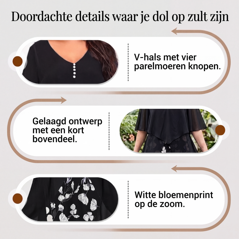 🌸 Nieuwe Collectie 👗 Chiffon Jurk met 2-in-1 Look – Elegante laagjesstijl, luchtige pasvorm & vrouwelijke uitstraling ✨