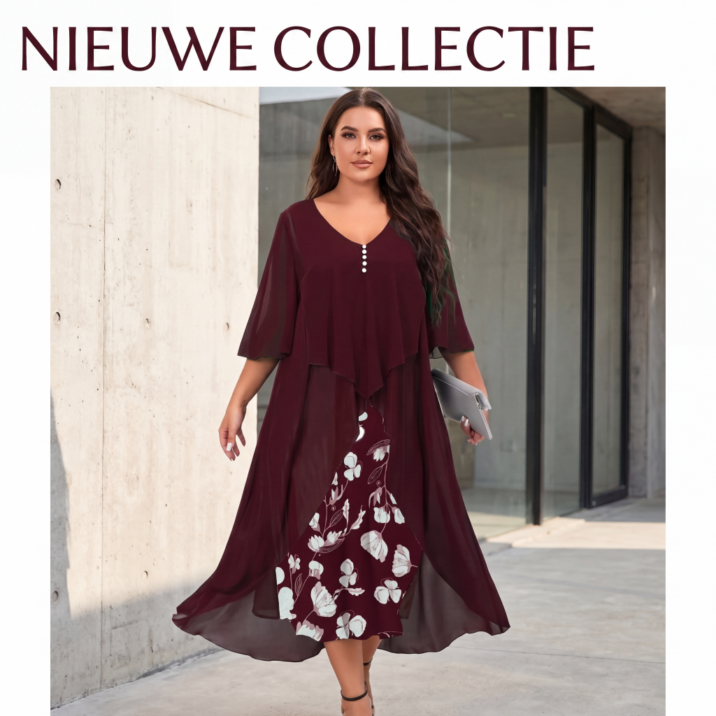 🌸 Nieuwe Collectie 👗 Chiffon Jurk met 2-in-1 Look – Elegante laagjesstijl, luchtige pasvorm & vrouwelijke uitstraling ✨