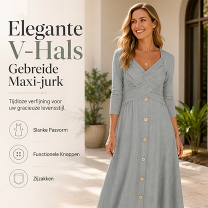 ✨ Nieuw & Trendy 👗 Dames Jurk met Gekruiste V-hals – Elegante wikkelstijl, flatterende pasvorm & dagelijks comfort 🌸