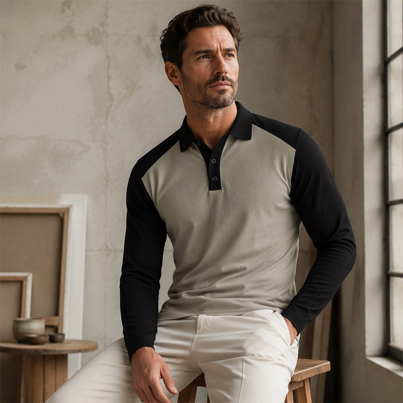 🔥 Nieuw & Trendy 👔 Heren Casual Overhemd met Lange Mouwen – Kleurblok Design, moderne stijl & comfortabele pasvorm ✨