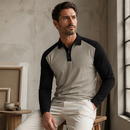 🔥 Nieuw & Trendy 👔 Heren Casual Overhemd met Lange Mouwen – Kleurblok Design, moderne stijl & comfortabele pasvorm ✨