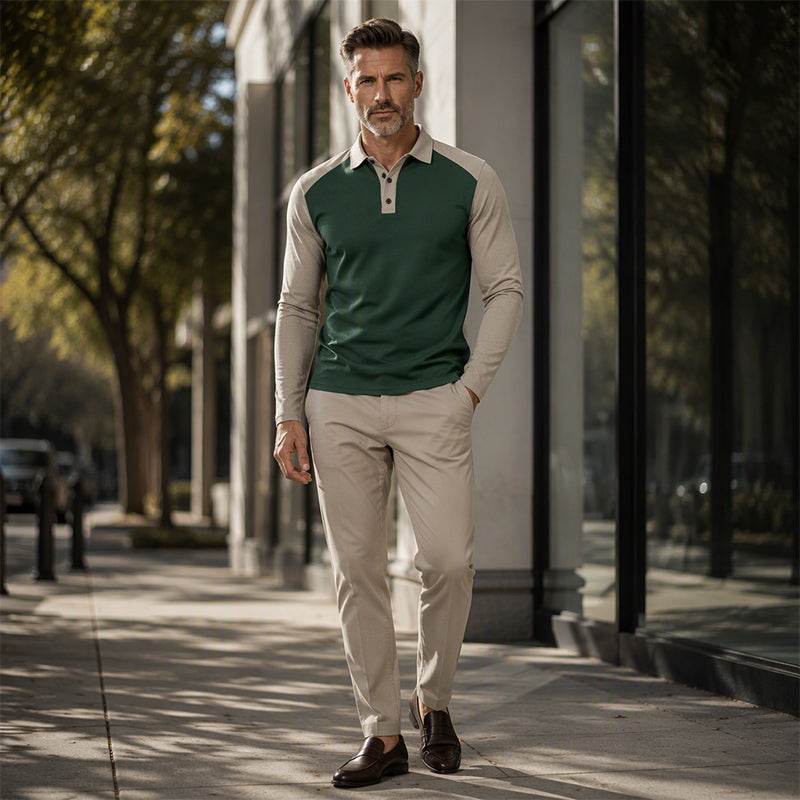 🔥 Nieuw & Trendy 👔 Heren Casual Overhemd met Lange Mouwen – Kleurblok Design, moderne stijl & comfortabele pasvorm ✨