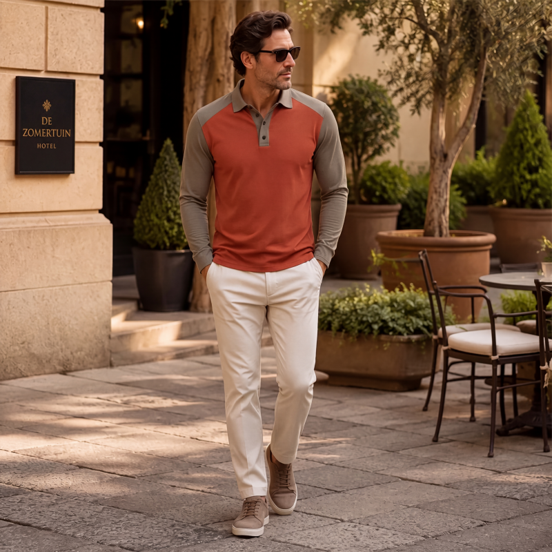 🔥 Nieuw & Trendy 👔 Heren Casual Overhemd met Lange Mouwen – Kleurblok Design, moderne stijl & comfortabele pasvorm ✨