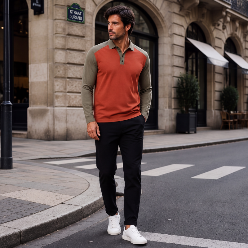 🔥 Nieuw & Trendy 👔 Heren Casual Overhemd met Lange Mouwen – Kleurblok Design, moderne stijl & comfortabele pasvorm ✨