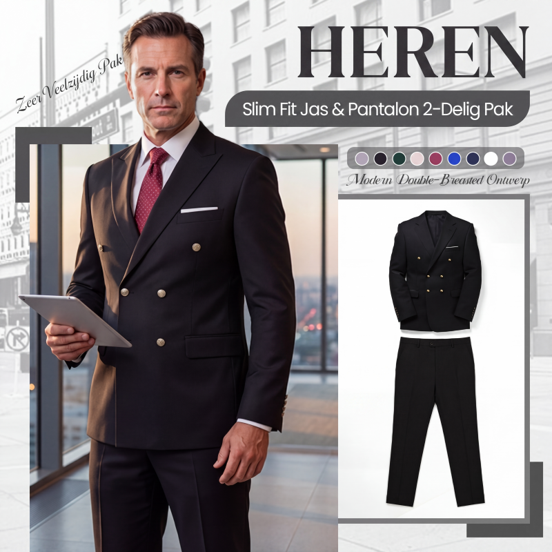 2-delig herenpak met getailleerd jack en broek