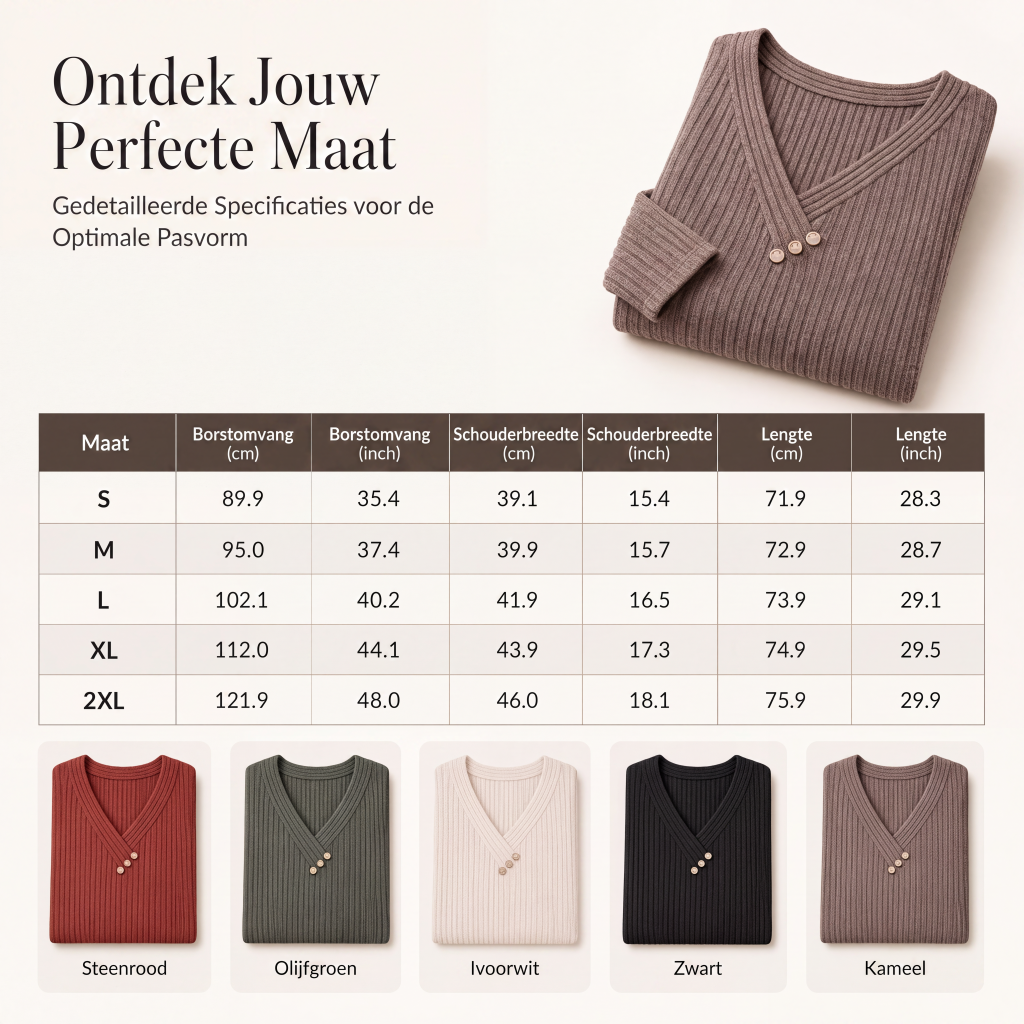 ✨ Nieuwe Collectie 👚 Dames Geribbelde V-Hals Trui met Knopen – Elegante details, zachte stijl & comfortabele pasvorm 🌸