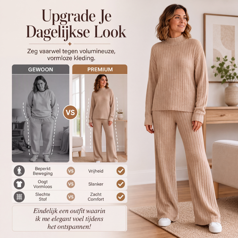 ✨👖Gezellige geribbelde 2-delige set voor dames