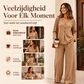 👖🤍✨Dames set met V-hals top met lange mouwen en wijde pijpen broek