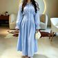 👗✨Dames overhemdjurk met geplooide taille en lange mouwen