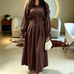 👗✨Dames overhemdjurk met geplooide taille en lange mouwen