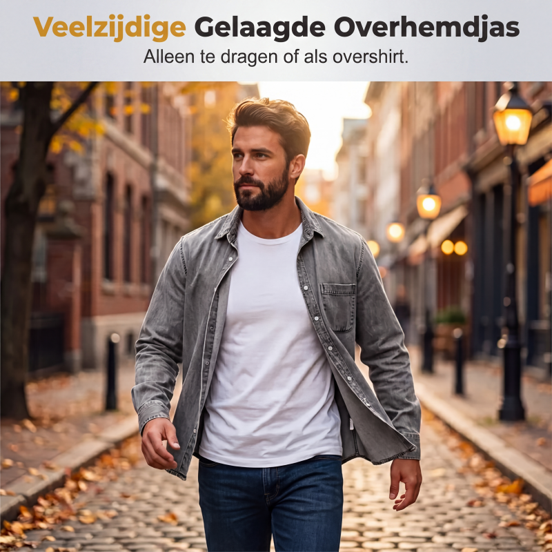 👕Herenshirt van retro gewassen denim
