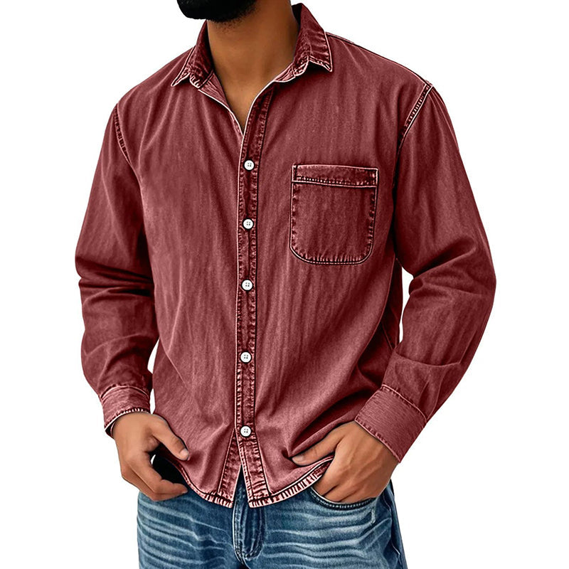 👕Herenshirt van retro gewassen denim
