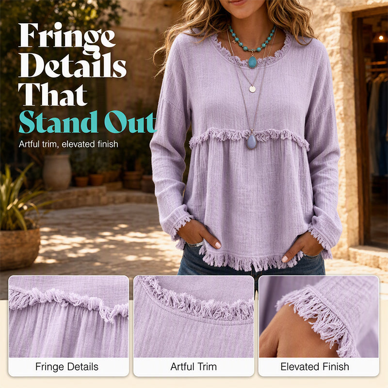 Vintage casual top met franjes en kwastjes voor dames