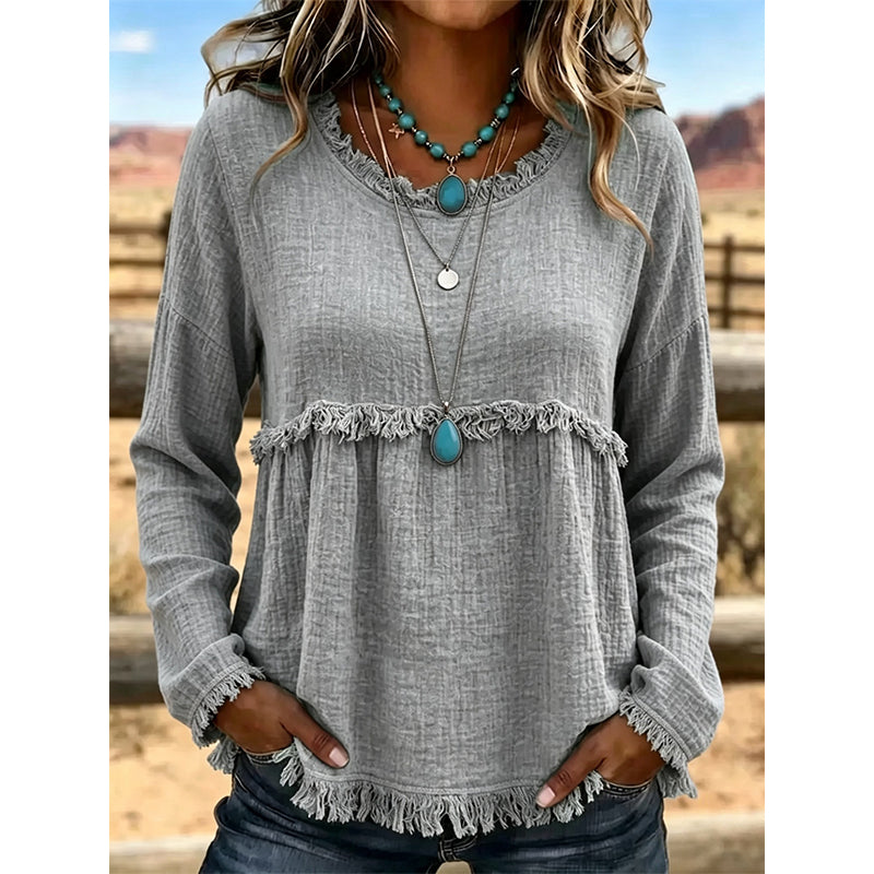 Vintage casual top met franjes en kwastjes voor dames