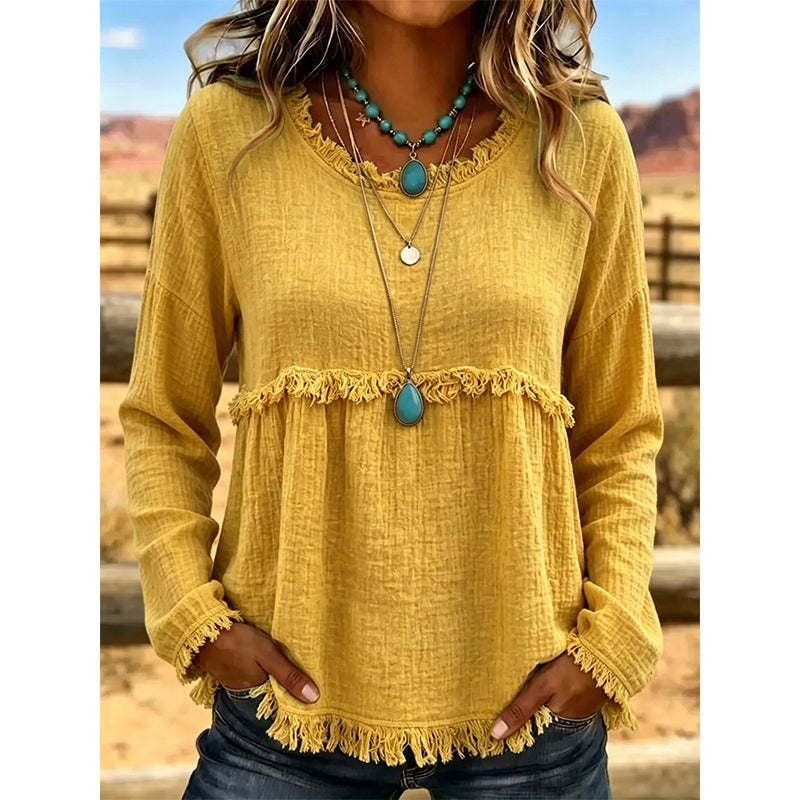 Vintage casual top met franjes en kwastjes voor dames
