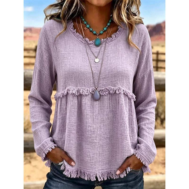 Vintage casual top met franjes en kwastjes voor dames