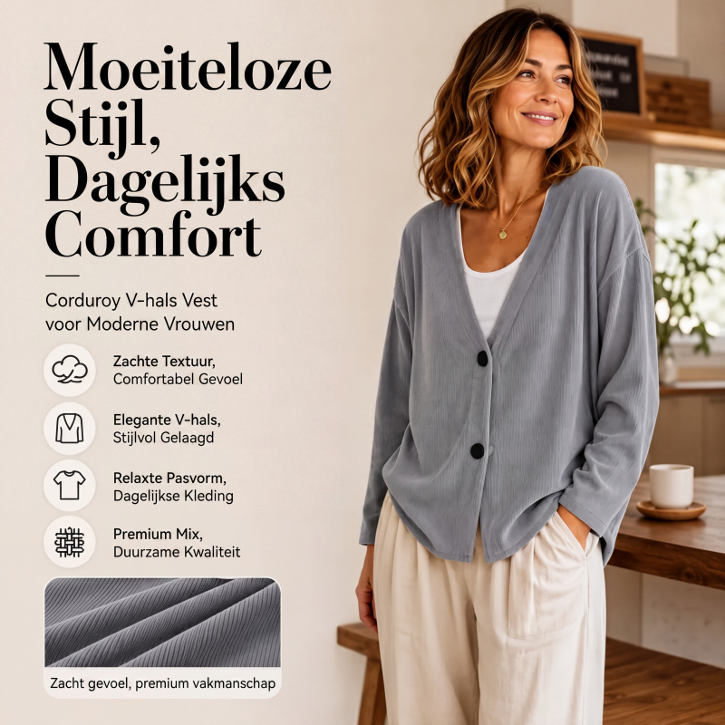 💎 Exclusieve Deal ✨ Dames V-Hals Corduroy Gebreid Vest 🤎 zachte uitstraling, stijlvolle laag & comfortabel voor elke dag