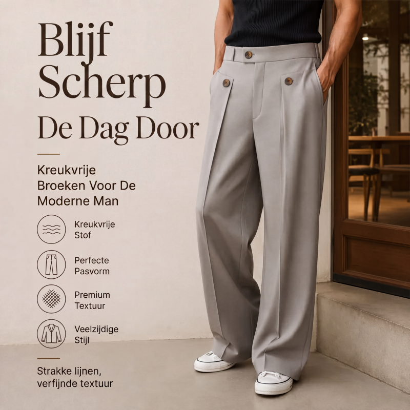 🔥 Bestseller van de Week 👖 Kreukherstellende Herenbroek met Rechte Pijpen ✨ altijd netjes, comfortabel & stijlvol zonder strijken