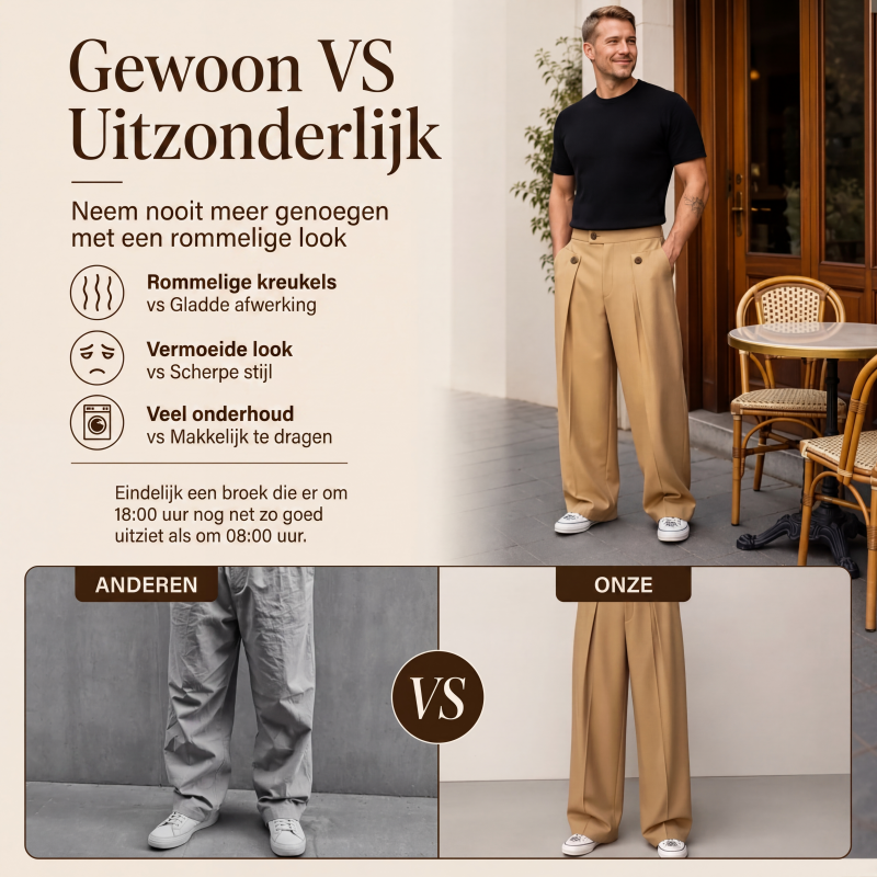 🔥 Bestseller van de Week 👖 Kreukherstellende Herenbroek met Rechte Pijpen ✨ altijd netjes, comfortabel & stijlvol zonder strijken