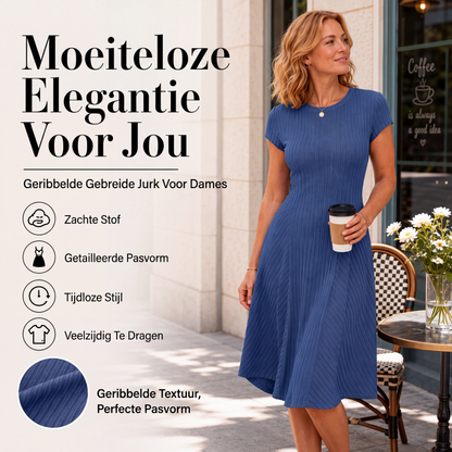 ✨ Nieuw & Trendy 👗 Elegante Geribbelde Gebreide Jurk voor Dames 💕 zachte geborstelde stof, flatterende pasvorm & heerlijk comfort