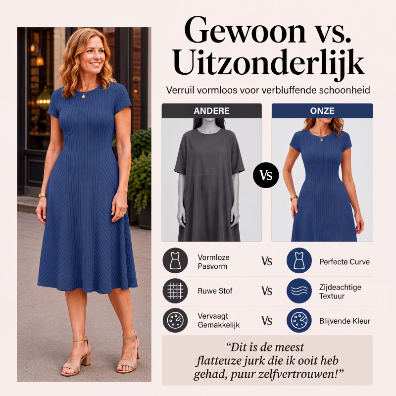 ✨ Nieuw & Trendy 👗 Elegante Geribbelde Gebreide Jurk voor Dames 💕 zachte geborstelde stof, flatterende pasvorm & heerlijk comfort