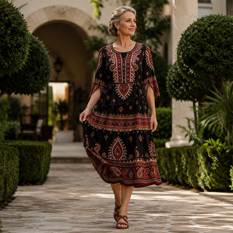 🌸 Nieuwe Collectie ✨ Boheemse Geplooide Jurk met V-Hals & Ruches voor Dames 👗 vrouwelijke elegantie, luchtige pasvorm & comfortabele stijl