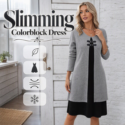 👗Casual geribbelde gebreide jurk met lange mouwen voor dames