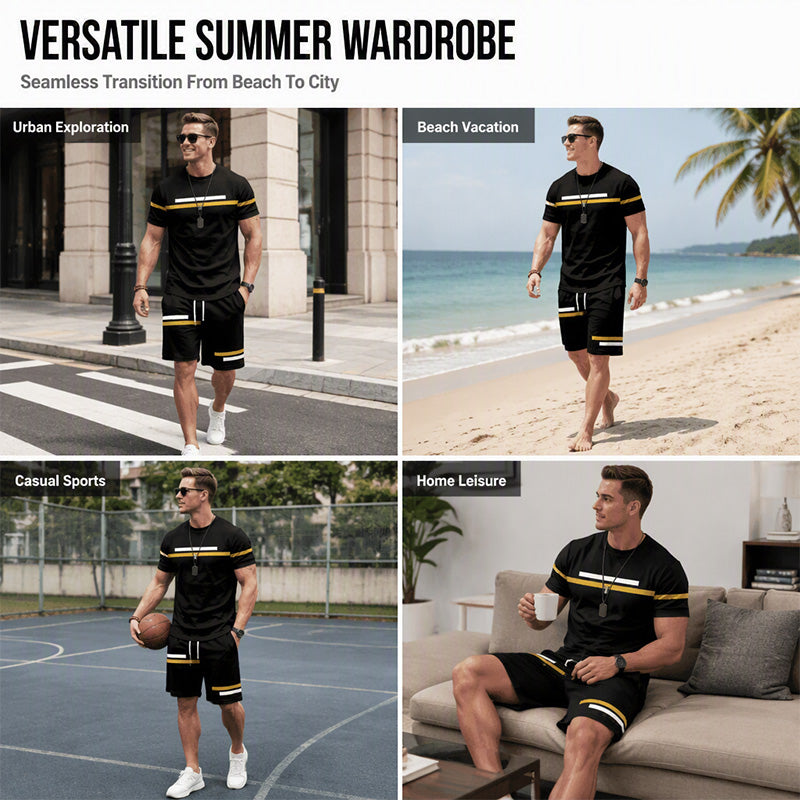 Set met casual T-shirt met korte mouwen en korte broek voor heren