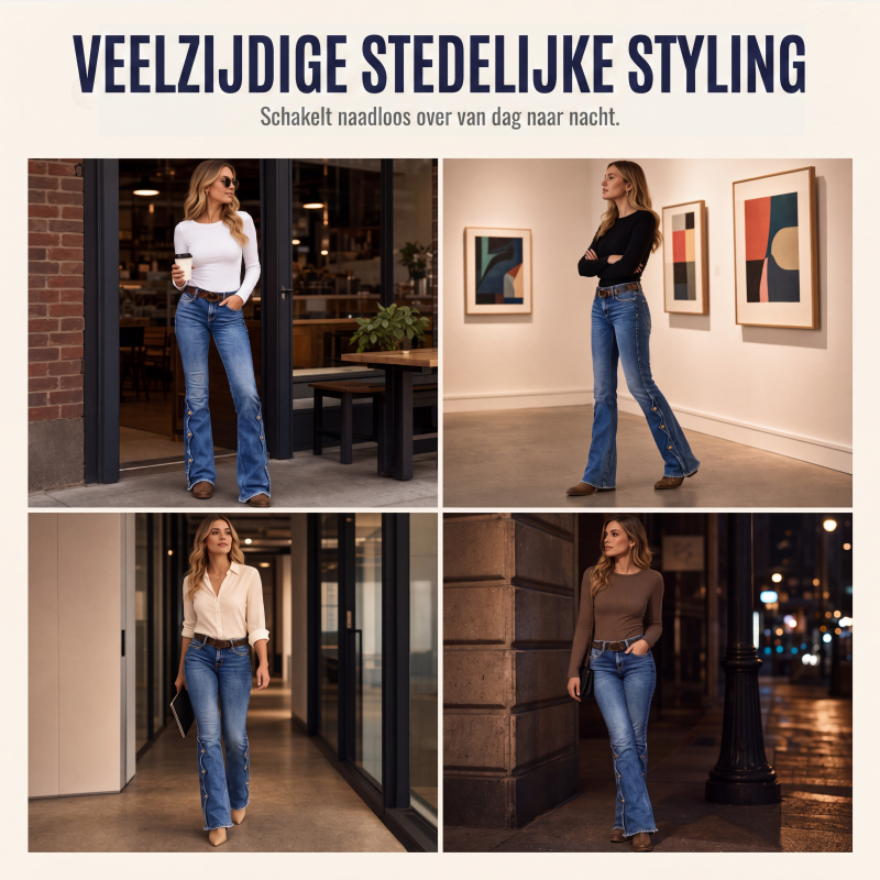 👖Dames hoge taille distressed flare jeans
