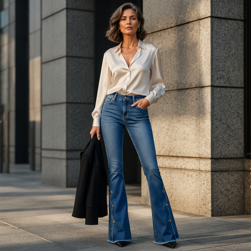 👖Dames hoge taille distressed flare jeans