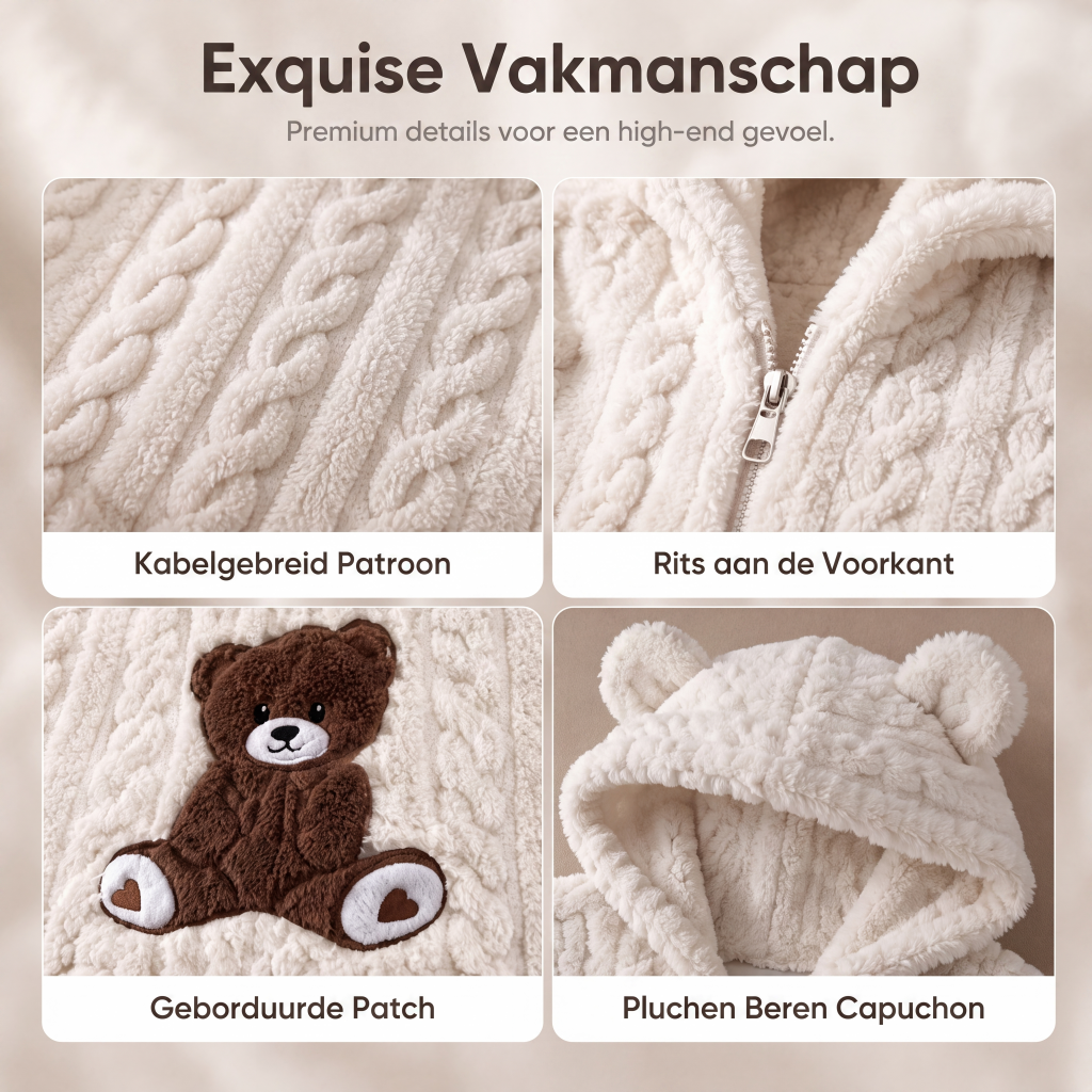 Dames pluchen jumpsuit met capuchon en lange mouwen