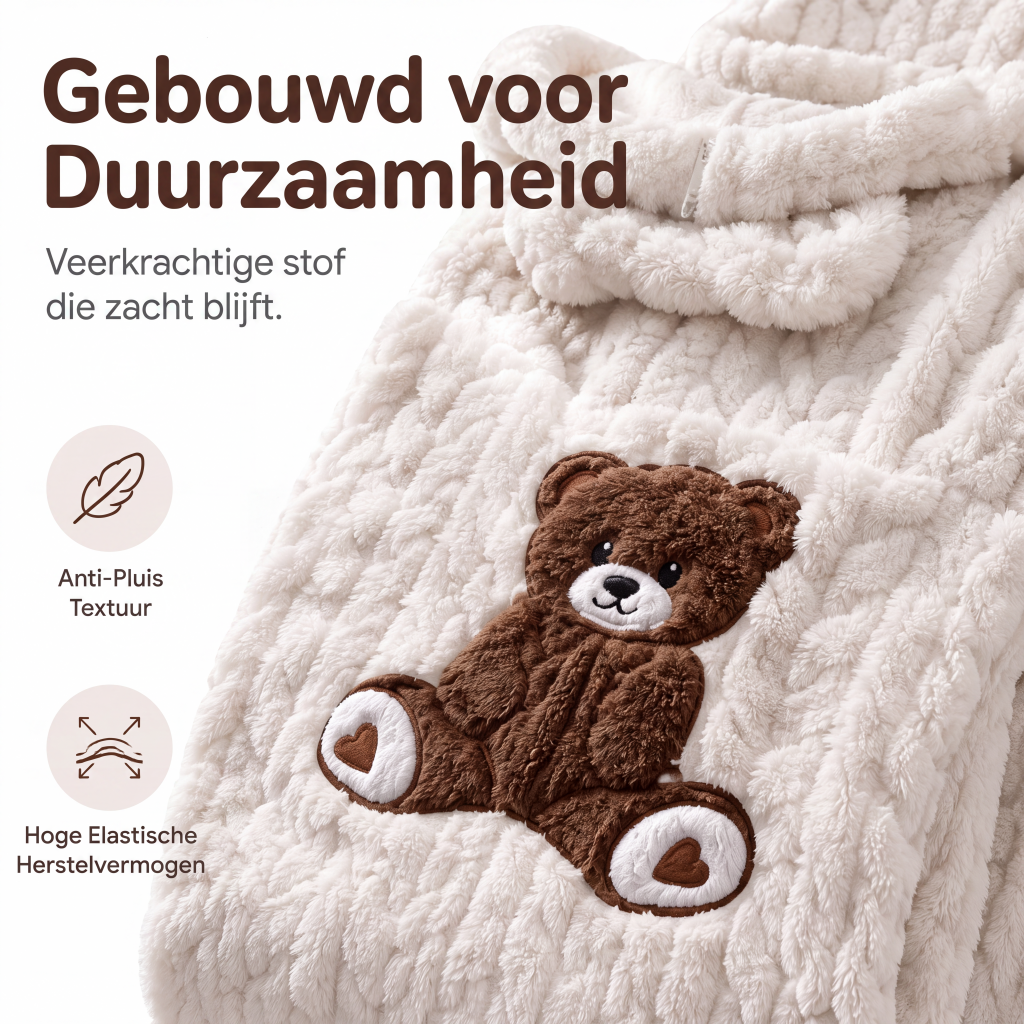 Dames pluchen jumpsuit met capuchon en lange mouwen
