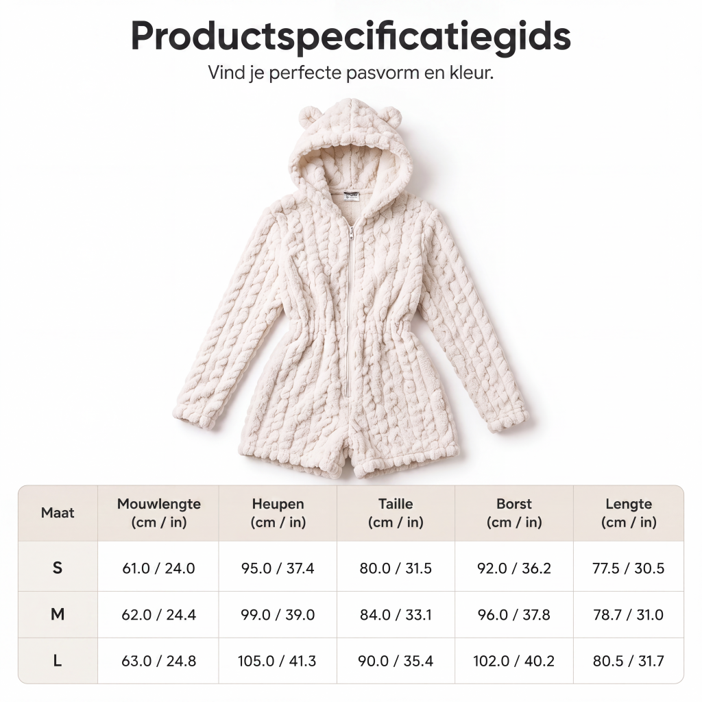 Dames pluchen jumpsuit met capuchon en lange mouwen