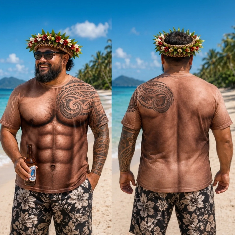 🔥 Nieuw & Trendy 👕 Heren T-Shirt met Grappige Spierprint en Korte Mouwen – Opvallende Look & Comfortabele Pasvorm 💪