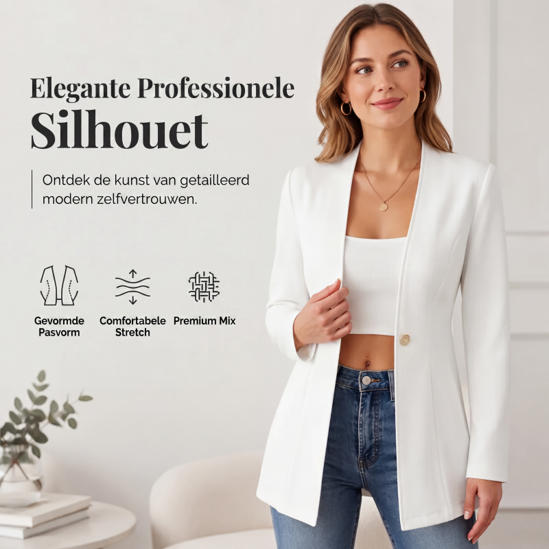 🔥 50% KORTING 💕Damesblazer met V-hals en enkele knoop